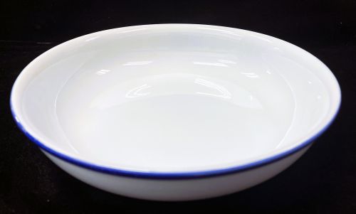 9" White Bowl with Thin Blue Rim - Item #: 65984