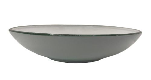 9" White Bowl with Green Rim - Item #65990