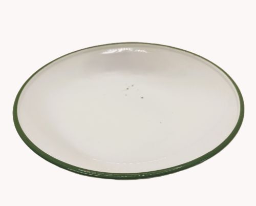 9" White Bowl with Green Rim - Item #65990