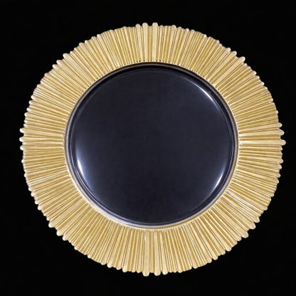 13" Gold Fluted Rim Glass Charger Plate - 66055
