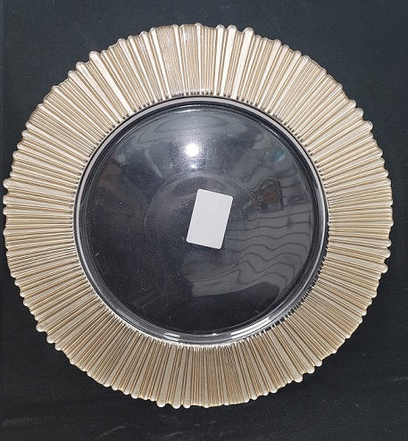 13" Gold Fluted Rim Glass Charger Plate - 66055