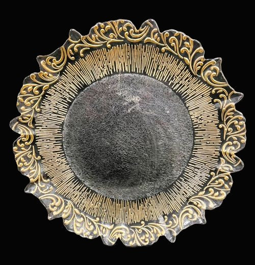 13" Gold Clear Glass Charger - Item #66058