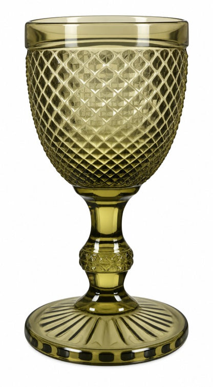 9 OZ OLIVE GREEN GOBLET GLASS Item #66069