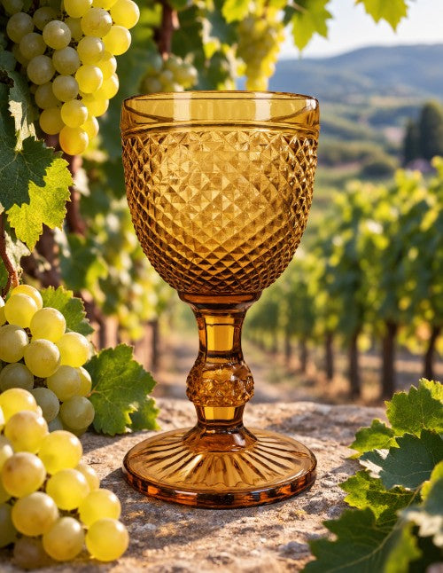 9 OZ  AMBER YELLOW GOBLET GLASS Item #66071
