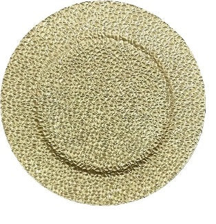 13" Gold Hammer Plastic Charger Plate - Item #66358