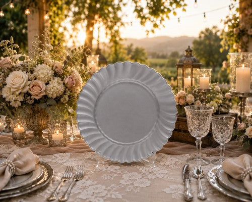 13" Silver Flair Plastic Charger Plate - Item #66361