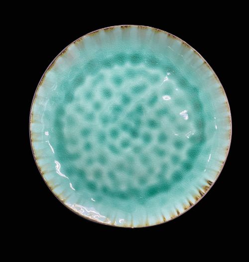 10.5" Aqua Mist Plate with Brown Trim - Item #66457-1