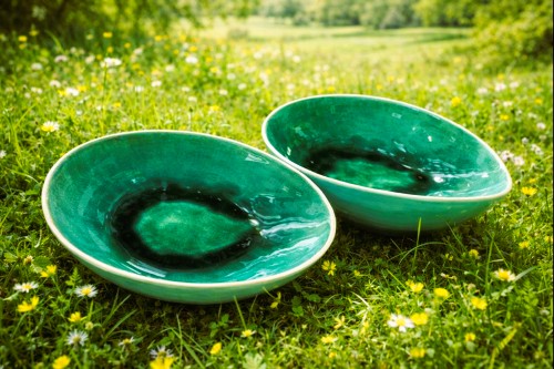 8" Dark Green Almond Shape Bowl - Item #66466