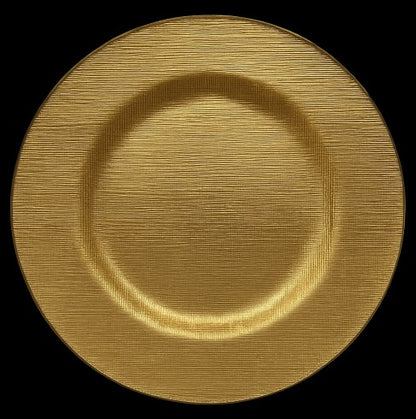 13" Gold Mat Weaving Glass Charger - Item #66488