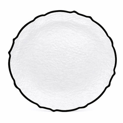 13" Black Scalloped Glass Rim Charger Plate -Item #66489