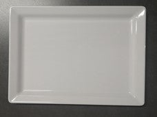 14" x 12.8" Heavy-Duty Rectangular Plate – Pure White, 100% Melamine Item #66672