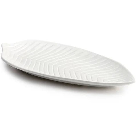 36 x 16 x 3 cm White Leaf Melamine Plate Item #66675