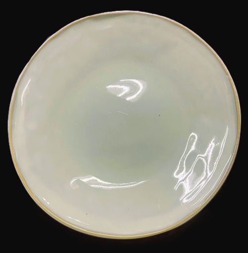 8.5 INCH BEIGE SALAD PLATE WITH LIGHT BROWN RIM Item #66709-1