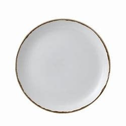 10.5 INCH BEIGE DINNER PLATE WITH LIGHT BROWN RIM Item #66720