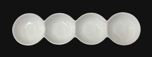 12.59 × 3.34 × 1.18" White 4-Sectional Dish - Item #67041