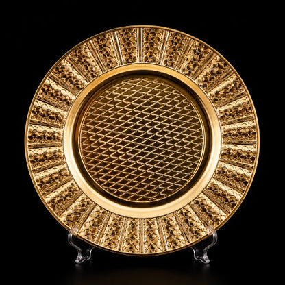 13" Gold Ruffle Diamond Plastic Charger Plate-Item #67091