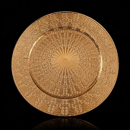 13" Gold Aztec Plastic Charger Plate - Item #67092
