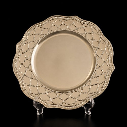 13" Gold Elegant Plastic Charger Plate - Item #67094