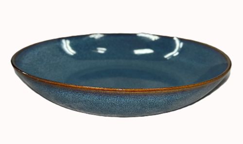 8.5" Indigo Blue Bowl with Brown Rim - Item #67118