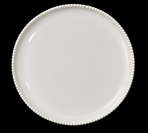 10.75" White Beaded Rim Dinner Plate – Item #67426