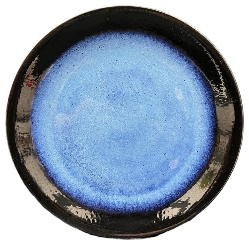 11" Sky Blue Plate with Black Rim - Item #67458