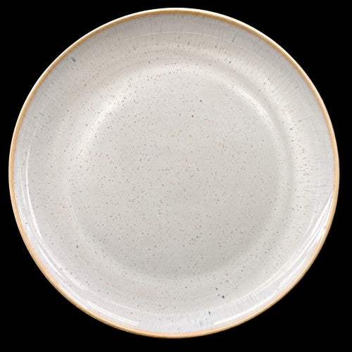 8" SKY BLUE WITH BROWN SPECKLES AND BROWN RIM PLATE Item #67602