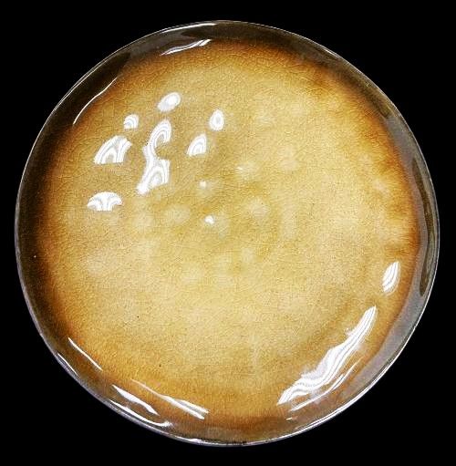 8" Topaz Yellow Plate with Brown Rim - Item #67613