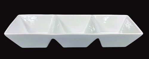 11.75" Tri-Section Rectangular Porcelain Dish – Item #67672