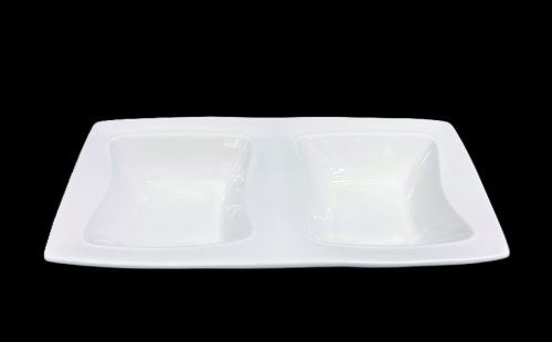 9.5X5.5 INCH RECTANGULAR 2 SECTIONAL DISH Item #67981-1