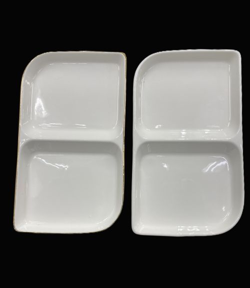 7" x 4" Two-Sectional Plate – Gold Rim - Item #67983