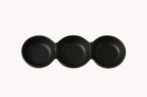 9.25" x 3.25" Three-Sectional Black Dish - Item #67987