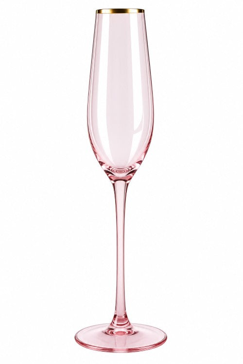 8 oz. Pink Champagne Flute with Gold Rim Item #68005