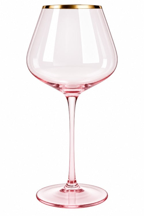 23 oz. Pink Wine Glass with Gold Rim Item #68006