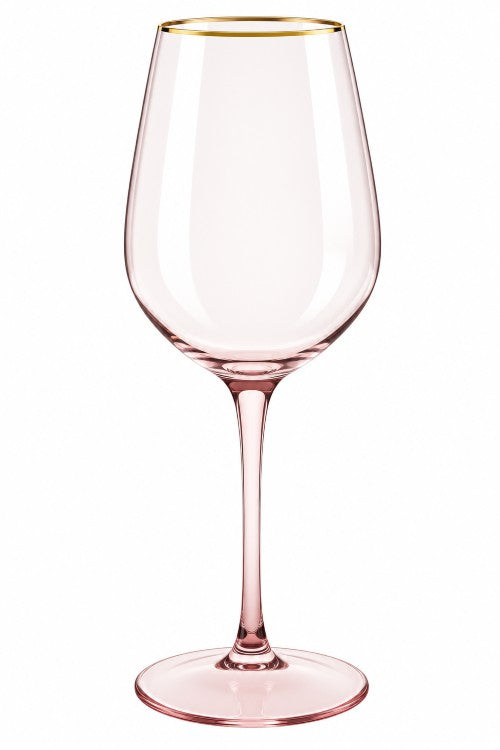 13.5 oz. Pink Wine Glass with Gold Rim Item #68007