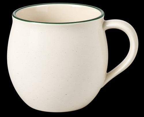 16 oz. Ivory Matte Mug with Green Rim - Item #68010