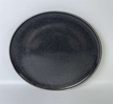10.5" Black Speckled Dinner Plate with Raised Rim – Item #68023