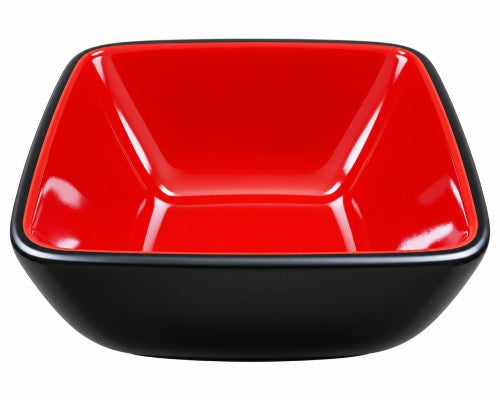 4.5" x 4.5" x 2.75" Square Black Bowl with Red Interior - Item #68113