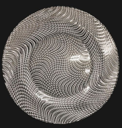 13" Rippled Spiral Clear Charger Glass Plate - Item #68216