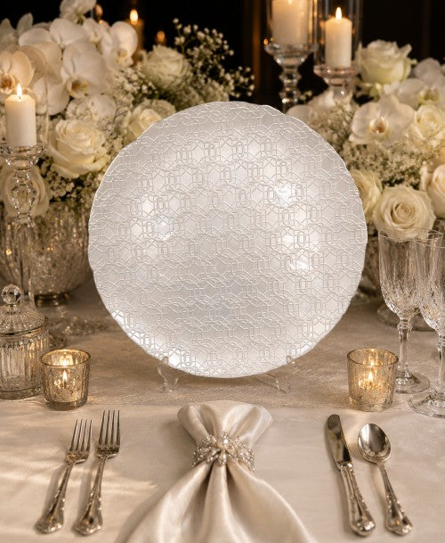 13" link Pearl Mushroom Glass Charger Plate - Item #68252