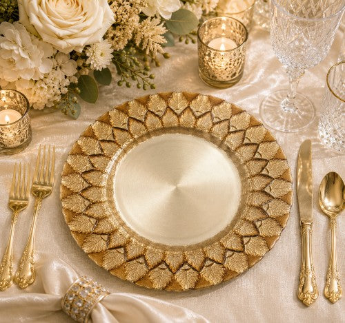 13" Florence Mocha Glass Charger - Item #68255