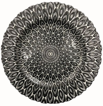 13" Black Peacock Charger Plate - Item #68260