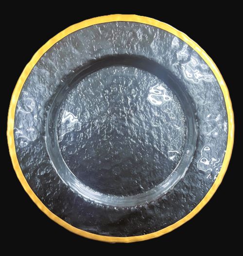 13" Clear Gold Thin Rim Glass Charger Plate - Item #68277
