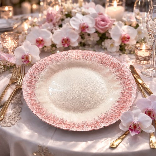 13" Icicles Vintage Rose Glitter Charger Plate - Item #68292-1