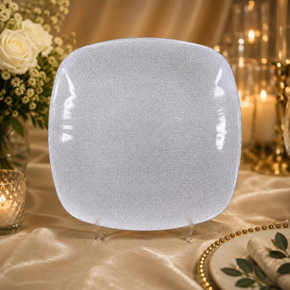 12.5" Square Silver Glitter Charger Plate - Item #68304