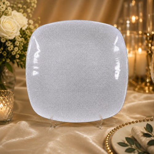 12.5" Square Silver Glitter Charger Plate - Item #68304