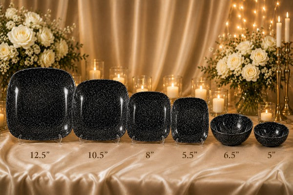 12.5" Square Black Glitter Charger Plate - Item #68308