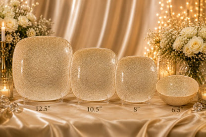12.5" Square Gold Glitter Charger Plate - Item #68310