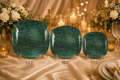 12.5" Square Green Glitter Charger Plate - Item #68313