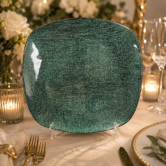 12.5" Square Green Glitter Charger Plate - Item #68313