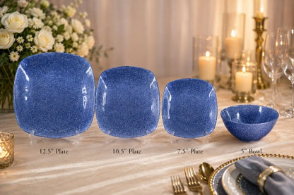 12.5" Square Blue Glitter Charger Plate - Item #68316